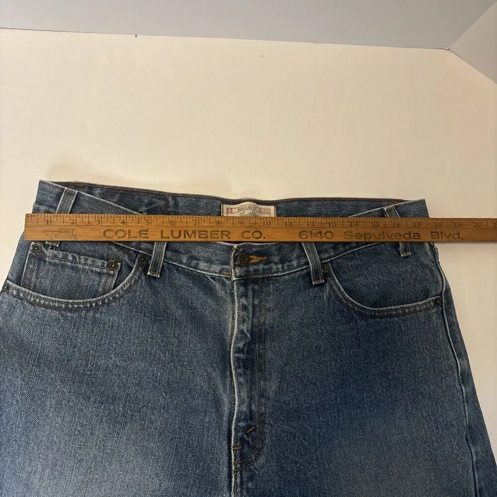 Levi Strauss Signature Mens Regular Fit Straight Leg Jeans Light Wash 36 x 30